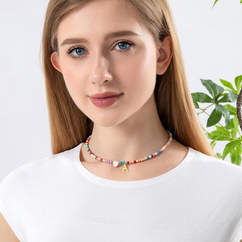 JUNYANGY Colorful Beaded love Initial Necklaces Gifts for Girls teens Kids Gifts Personalized Birthday Gifts gifts for grandkids Necklace for Girl Jewelry - Image 4